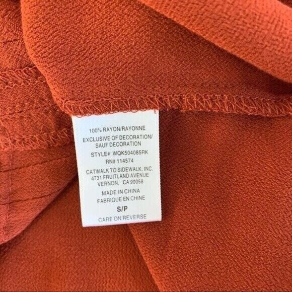 Ro And De Rust Orange Peasant Blouse Boho Embroidered Long Sleeve Top Small - Picture 7 of 8